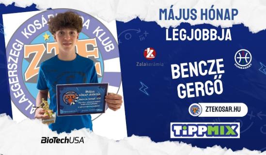 M�jus h�nap ut�np�tl�s j�t�kosa: Bencze Gerg�